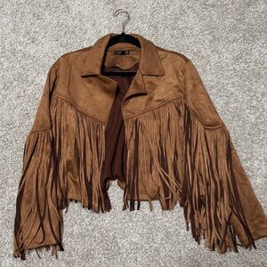 Sincerely Jules Brown Fringe Jacket Western Style